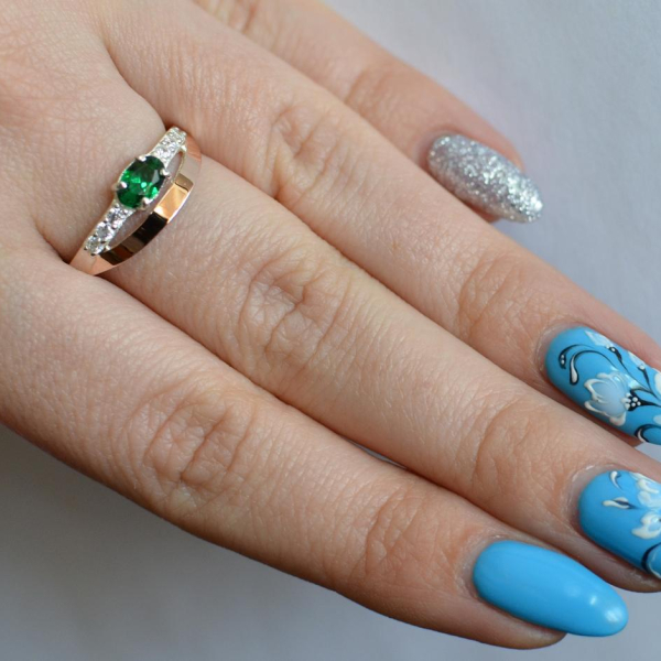 Срібна каблучка з накладками з золота