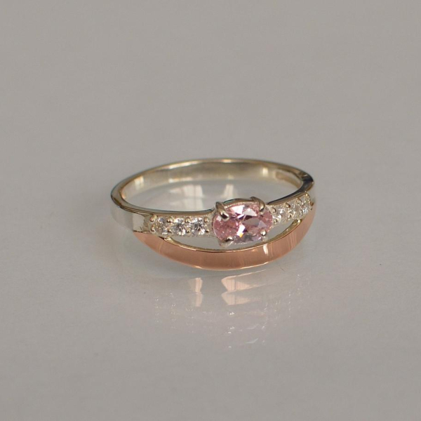 Срібна каблучка з накладками з золота