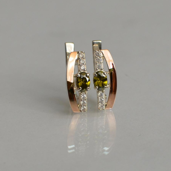 Срібні сережки з золотими накладками