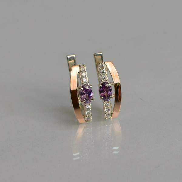 Срібні сережки з золотими накладками