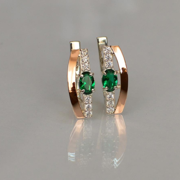 Срібні сережки з золотими накладками