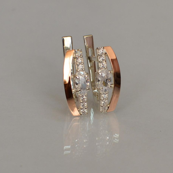 Срібні сережки з золотими накладками