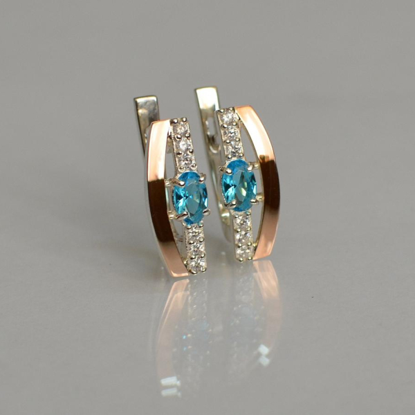 Срібні сережки з золотими накладками