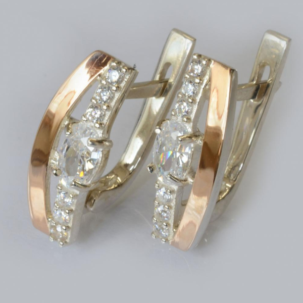 Срібні сережки з золотими накладками