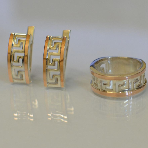 Срібний гарнітур з накладками із золота