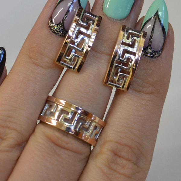 Срібний гарнітур з накладками із золота