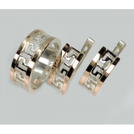 Серебряный гарнитур с накладками из золота