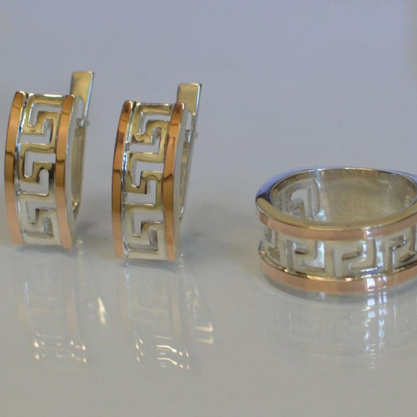 Срібний гарнітур з накладками із золота