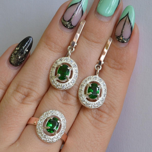 Срібний гарнітур з золотими накладками