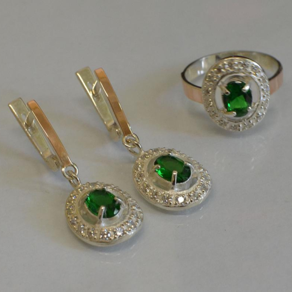 Срібний гарнітур з золотими накладками