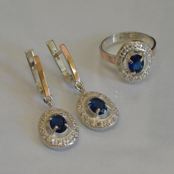 Срібний гарнітур з золотими накладками