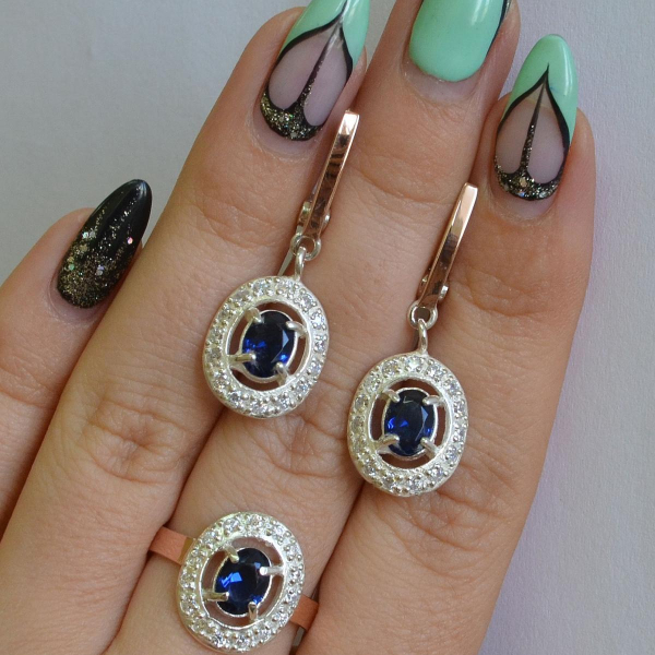 Срібний гарнітур з золотими накладками