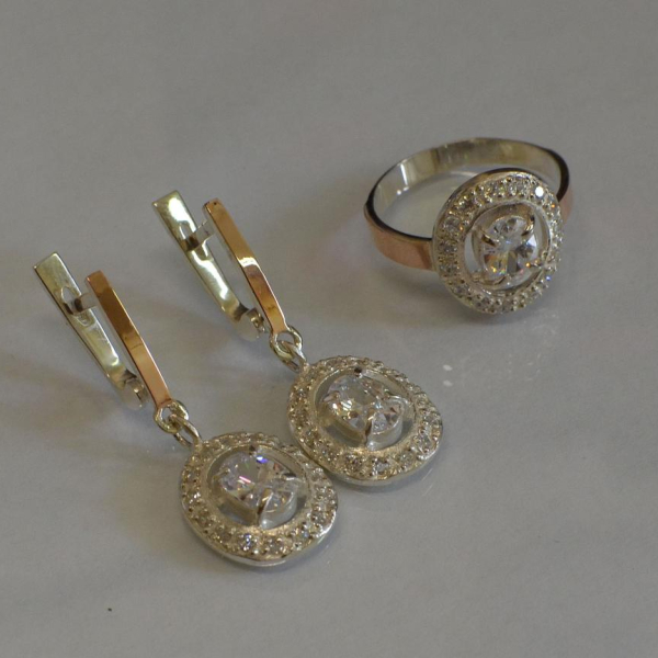 Срібний гарнітур з золотими накладками