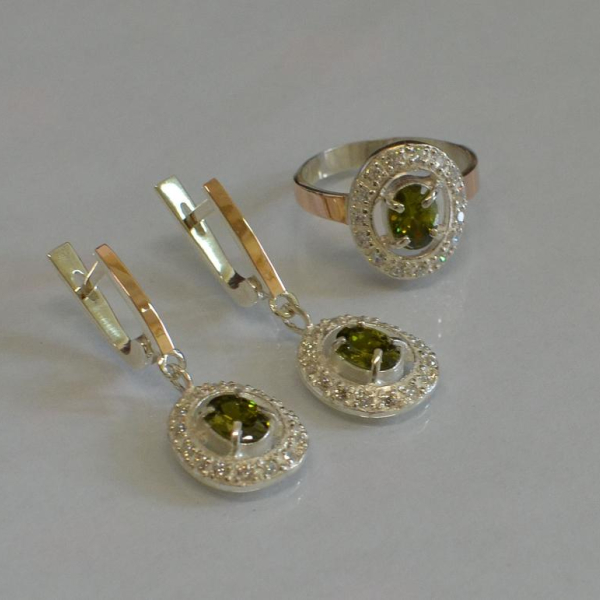 Срібний гарнітур з золотими накладками