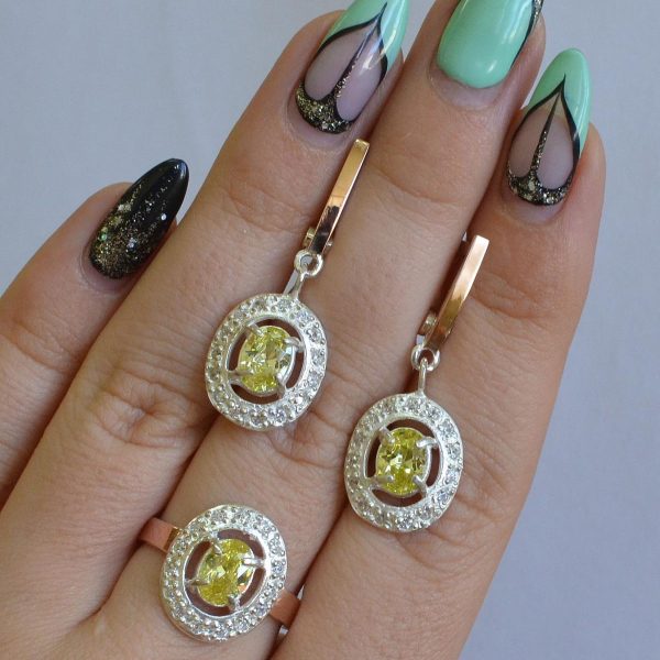 Срібний гарнітур з золотими накладками