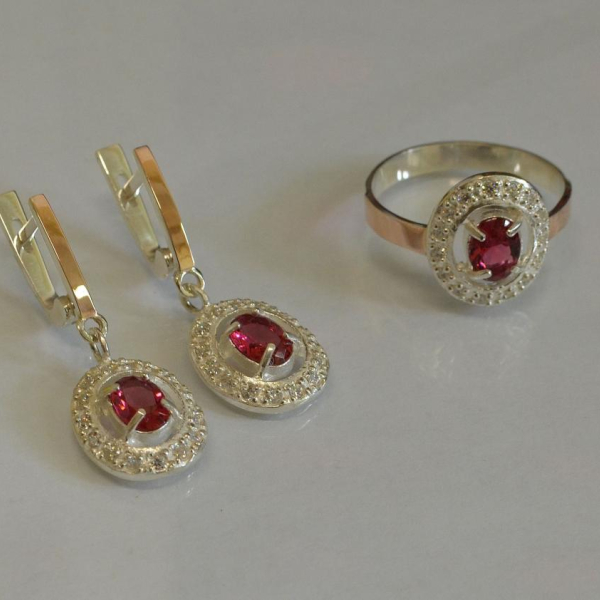 Срібний гарнітур з золотими накладками