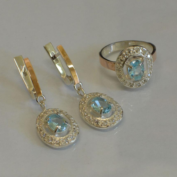 Срібний гарнітур з золотими накладками