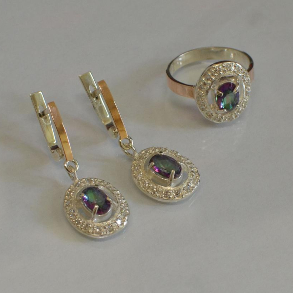 Срібний гарнітур з золотими накладками