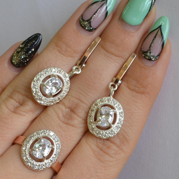 Срібний гарнітур з золотими накладками