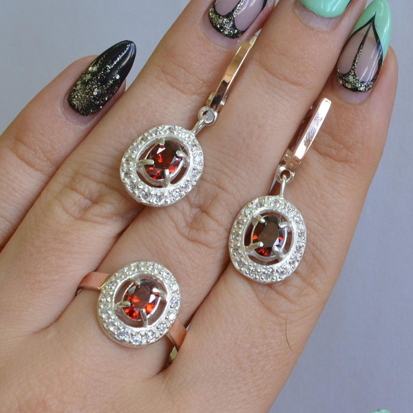 Срібний гарнітур з золотими накладками