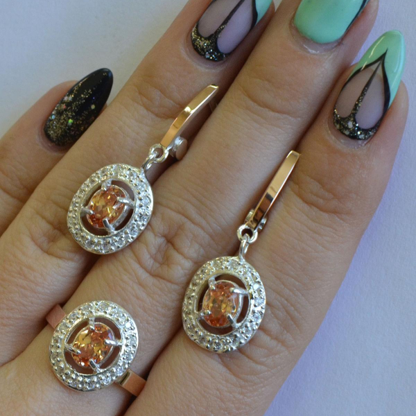 Срібний гарнітур з золотими накладками