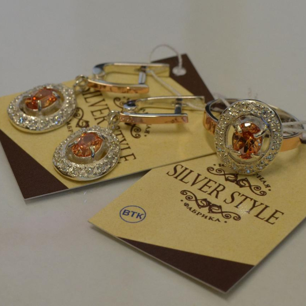 Срібний гарнітур з золотими накладками