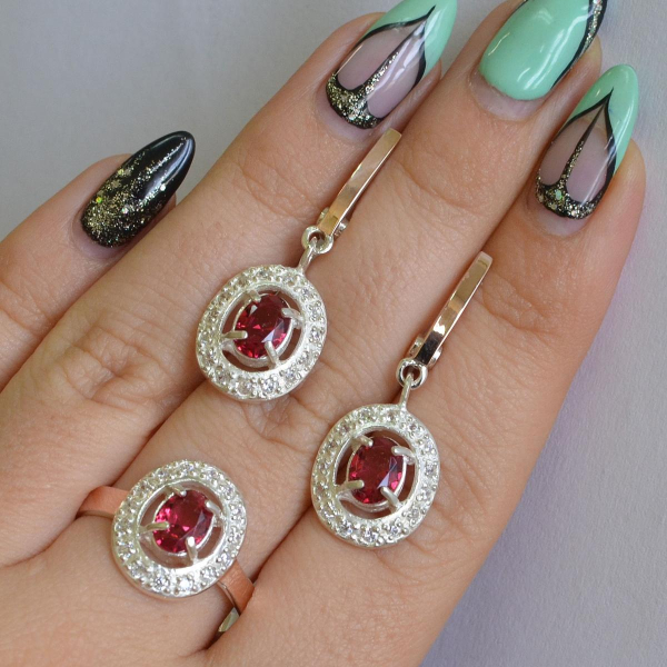 Срібний гарнітур з золотими накладками