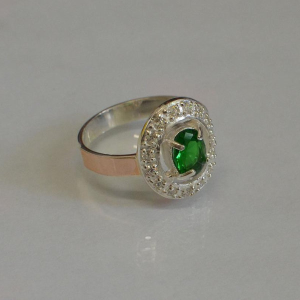 Срібна каблучка з золотими пластинами