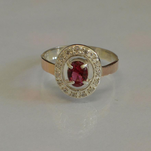 Срібна каблучка з золотими пластинами