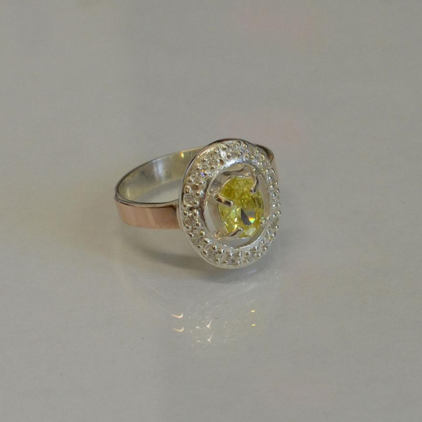 Срібна каблучка з золотими пластинами