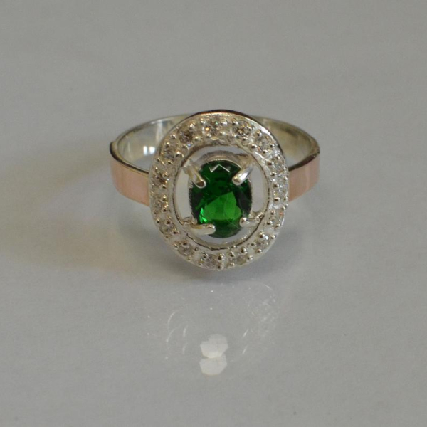 Срібна каблучка з золотими пластинами