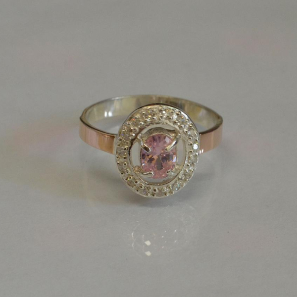 Срібна каблучка з золотими пластинами