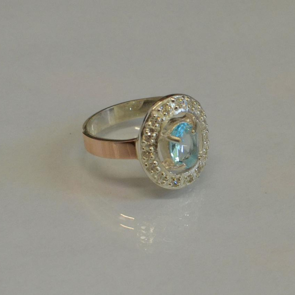 Срібна каблучка з золотими пластинами