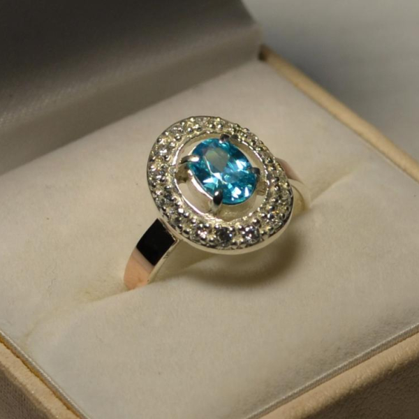 Срібна каблучка з золотими пластинами