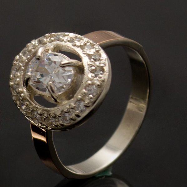 Срібна каблучка з золотими пластинами