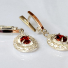 Срібні сережки з накладками з золота