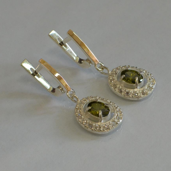 Срібні сережки з накладками з золота