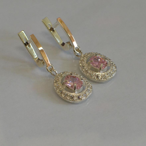 Срібні сережки з накладками з золота