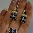 Срібний набір  із золотими накладками