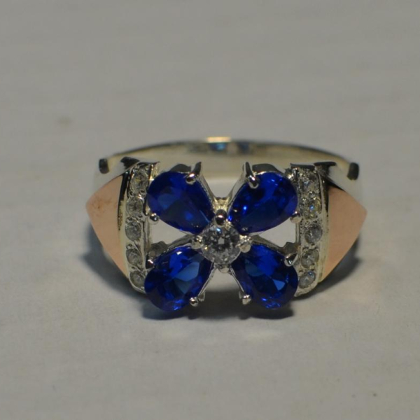 Срібна каблучка  с напайками из золота