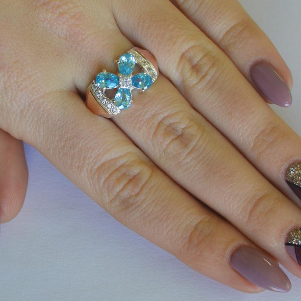 Срібна каблучка  с напайками из золота