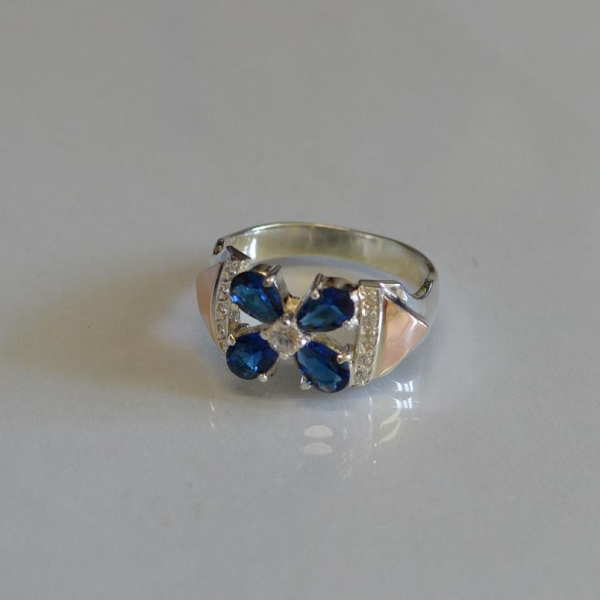 Срібна каблучка  с напайками из золота