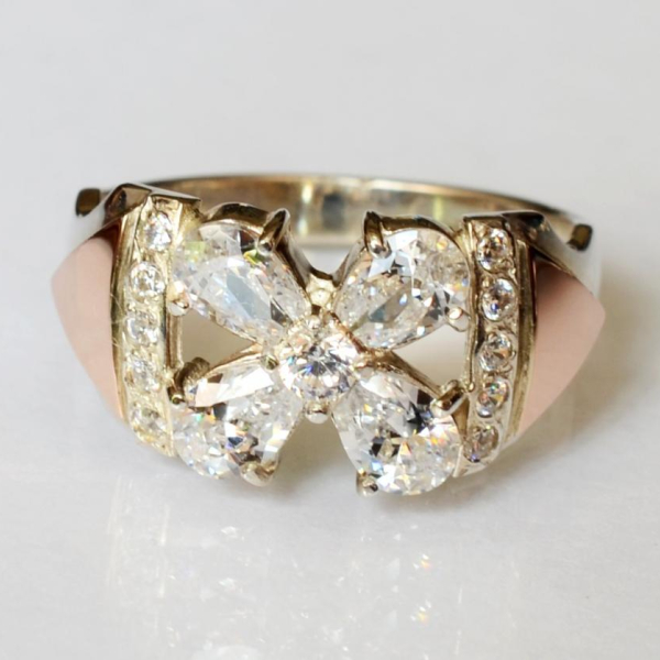 Срібна каблучка  с напайками из золота