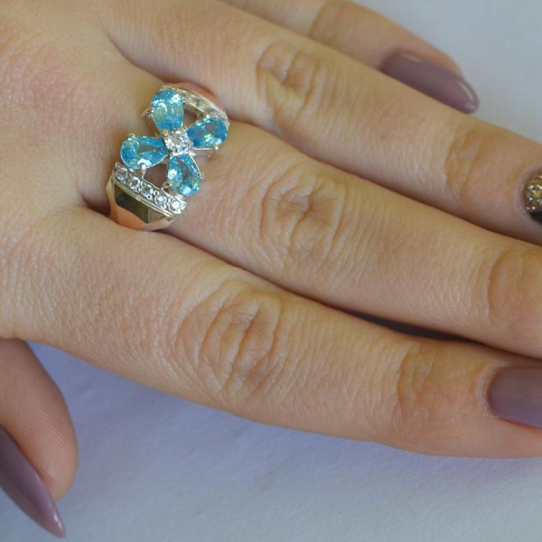 Срібна каблучка  с напайками из золота