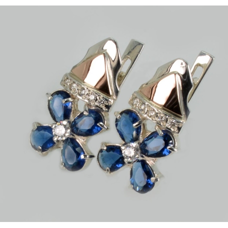 Серебряные серьги с золотыми накладками