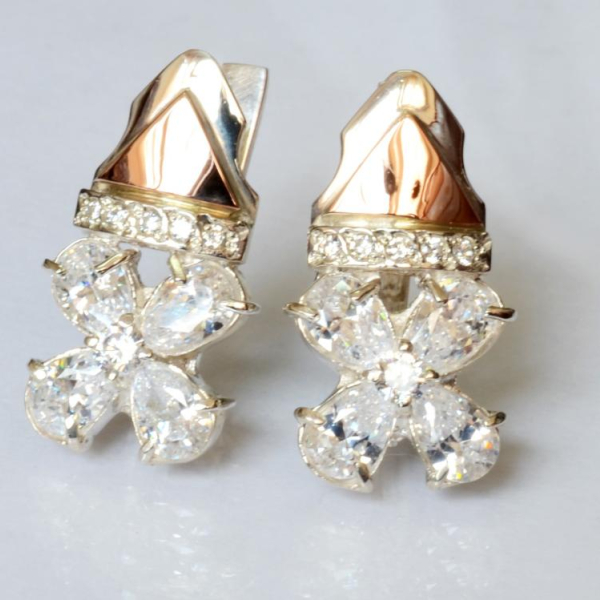 Срібні сережки з золотими накладками