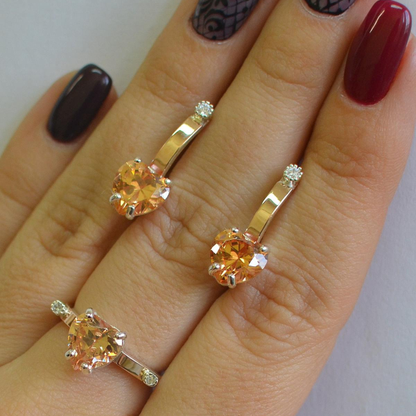 Срібний гарнітур з золотими напайками