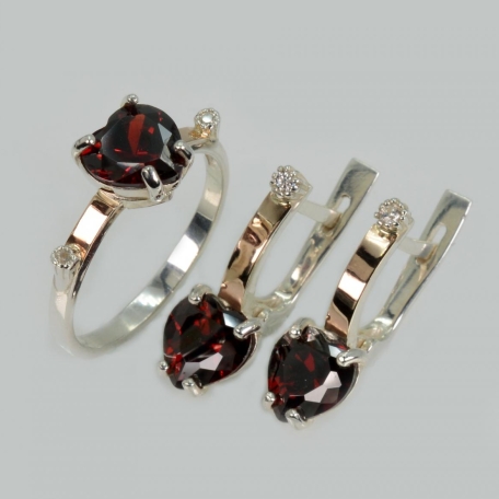 Срібний комплект з напайками з золота