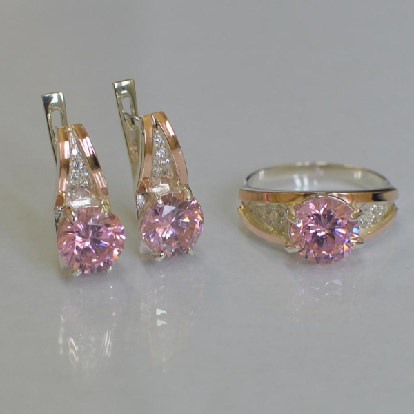 Срібний комплект з золотими пластинами