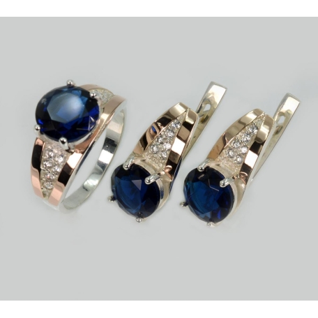 Серебряный комплект с золотыми пластинами